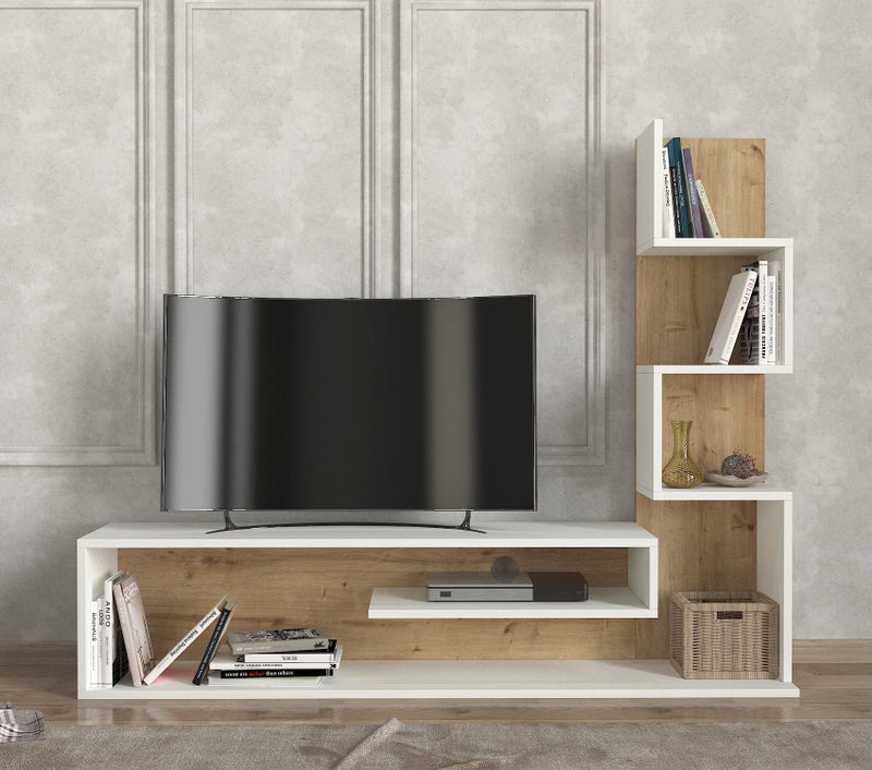 Home Canvas وحدة تلفاز بلانكو كانفاس المنزلية | وحدة ترفيه عصرية | تدعم حتى 55 بوصة من التلفاز - Image 1